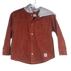 Vertbaudet Jacket Toddler Boys Size 3Y Corduroy Hooded Snap Brown NWT